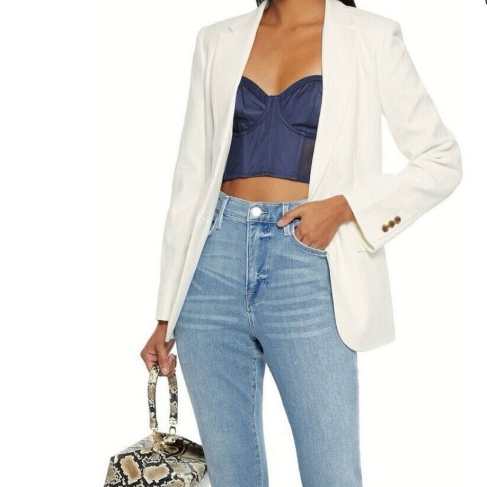 FRAME DENIM Boyfriend Textured Off-White Blazer